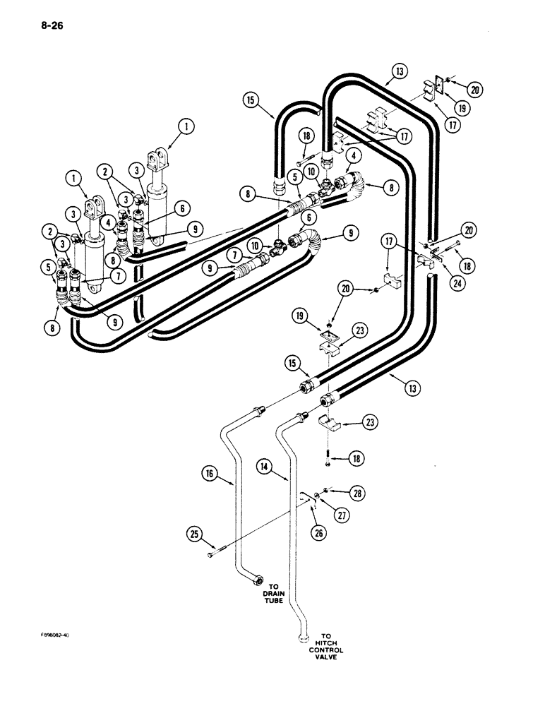 Схема запчастей Case IH 9180 - (8-26) - THREE POINT HITCH HYDRAULICS, LIFT CYLINDERS AND LINES, ELECTRONIC CONTROLLED (08) - HYDRAULICS