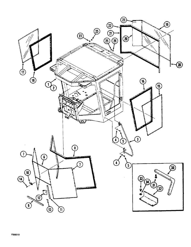 Схема запчастей Case IH 9270 - (9-032) - CAB AND WINDOWS WITH SMALL RADIUSED CORNERS ON GLASS (09) - CHASSIS/ATTACHMENTS