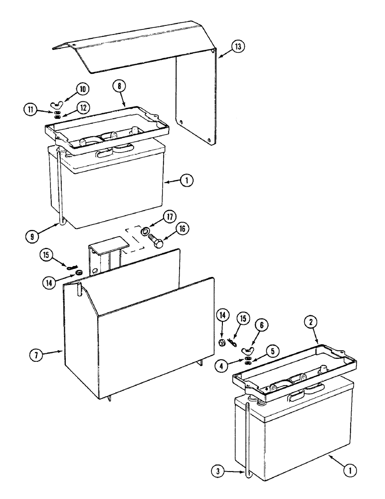 Схема запчастей Case IH 1594 - (4-58) - BATTERY AND SUPPORT BRACKET (04) - ELECTRICAL SYSTEMS