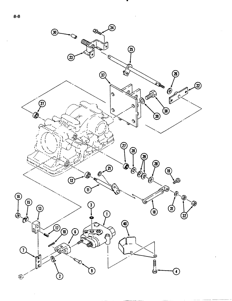 Схема запчастей Case IH 1130 - (8-08) - HITCH LIFT CONTROLS (08) - HYDRAULICS