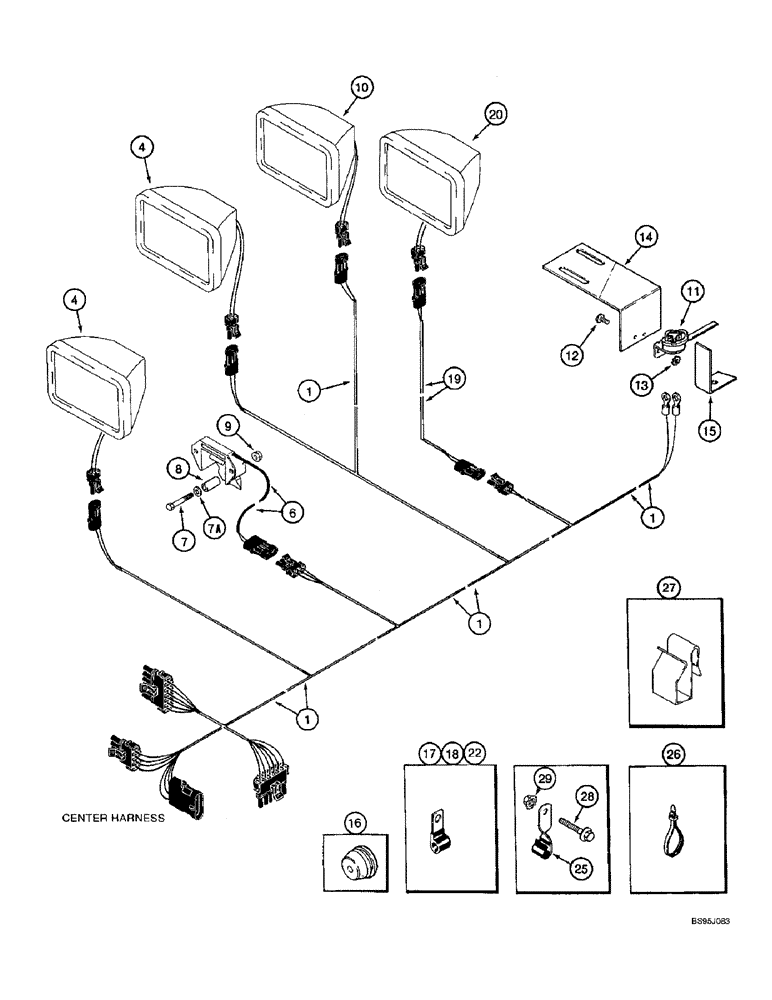 Схема запчастей Case IH 2144 - (4-30) - GRAIN TANK AND UNLOADER LAMP HARNESSES (06) - ELECTRICAL