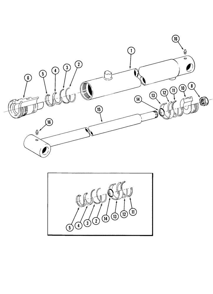 Схема запчастей Case IH 2255 - (8-04) - BUCKET CYLINDER, 2-1/2 INCH BORE X 22-3/8 INCH STROKE (08) - HYDRAULICS