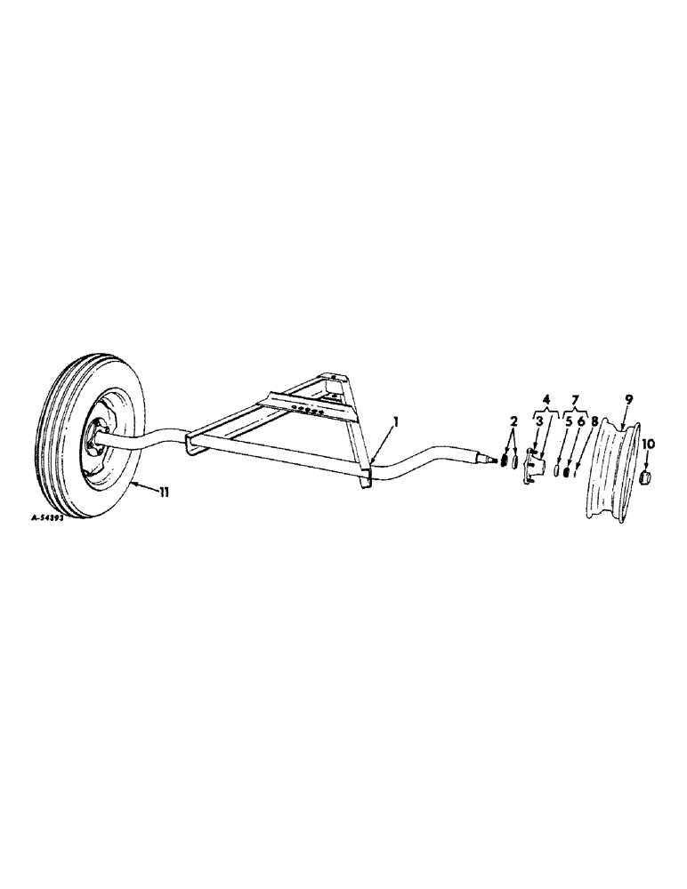 Схема запчастей Case IH 100 - (A-10) - AXLE W/FRAME, HUB AND WHEELS TRAILING HITCH 