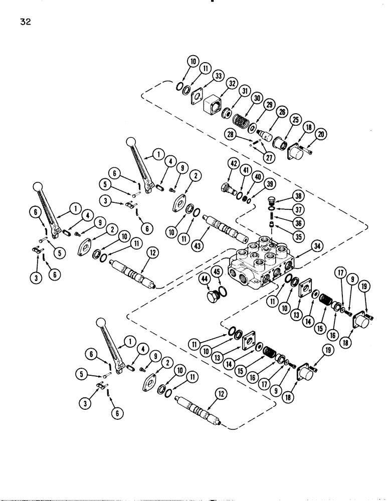 Схема запчастей Case IH 74L - (32) - THREE SPOOL CONTROL VALVE (35) - HYDRAULIC SYSTEMS