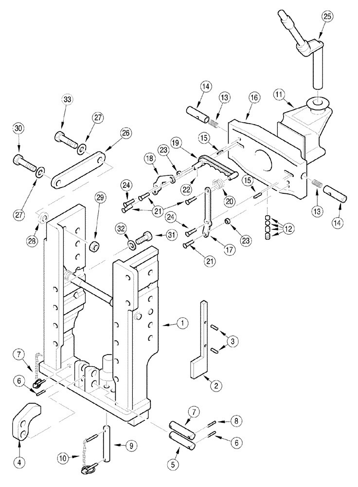 Схема запчастей Case IH MX80C - (09-70) - TRAILER HITCH PITON FIXE (09) - CHASSIS