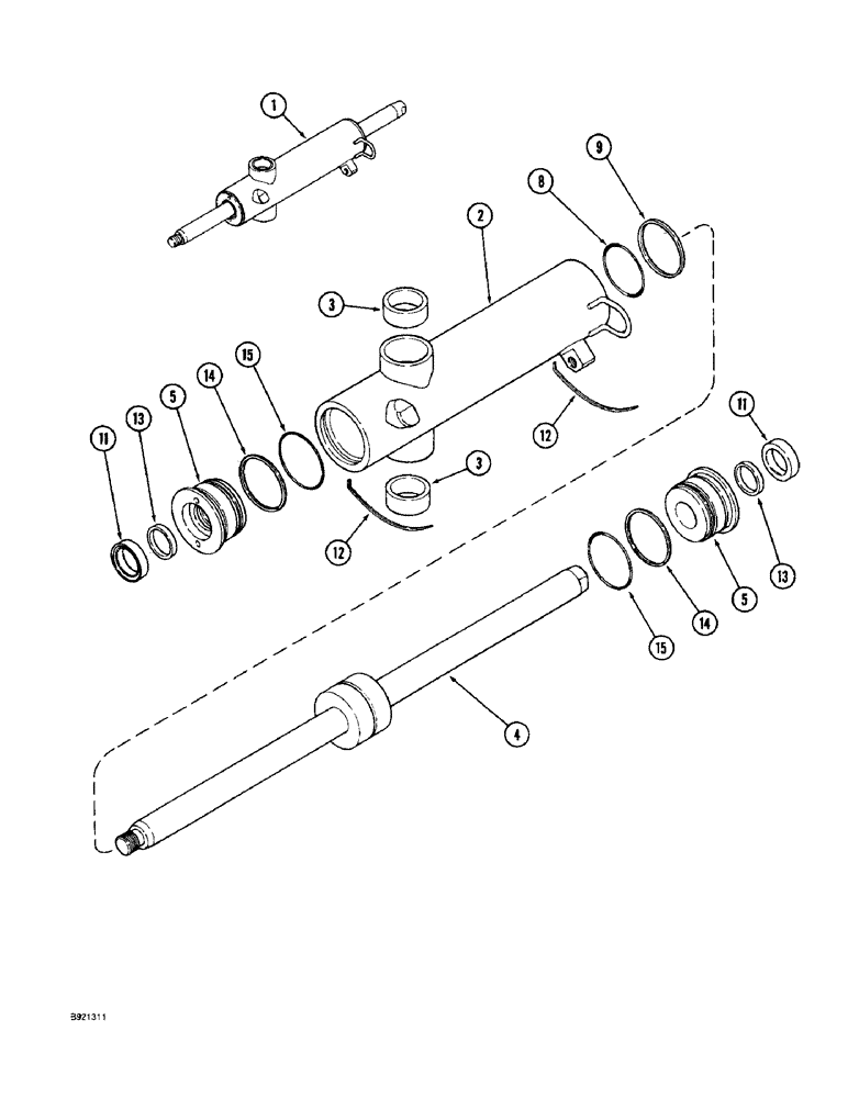 Схема запчастей Case IH 1800 - (5-10) - POWER STEERING CYLINDER, PRIOR TO P.I.N. JJC133070 (04) - STEERING