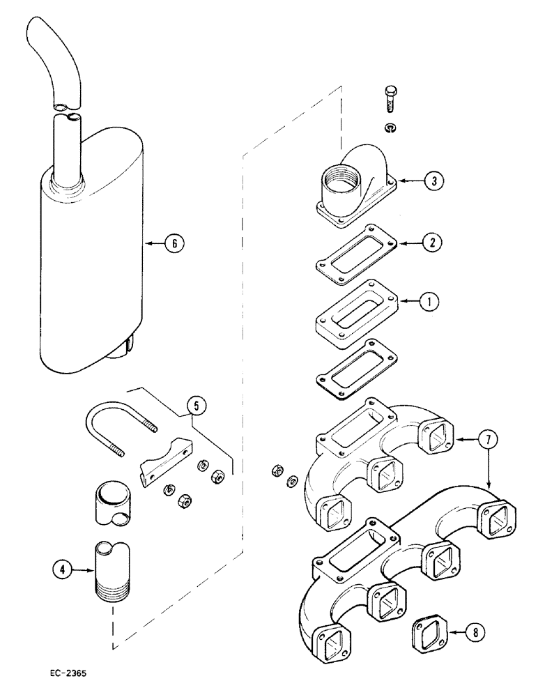 Схема запчастей Case IH 248 - (2-138) - VERTICAL EXHAUST (02) - ENGINE