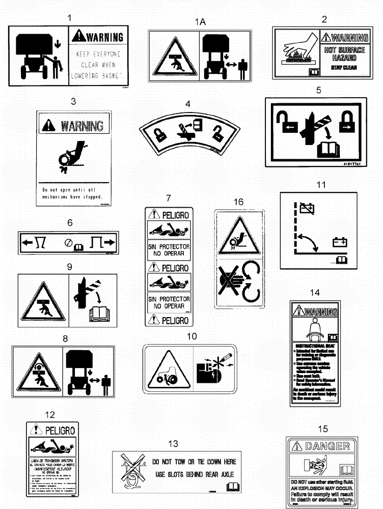 Схема запчастей Case IH 620 - (09F-17) - DECALS - CAUTION, WARNING AND DANGER (12) - CHASSIS