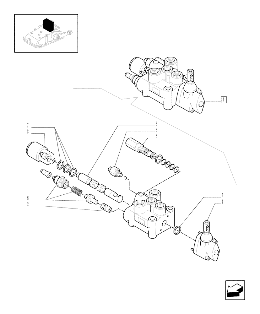 Схема запчастей Case IH JX95 - (1.82.7/ B) - 1 CONTROL VALVE (S/D W/KICK OUT) - BREAKDOWN (07) - HYDRAULIC SYSTEM