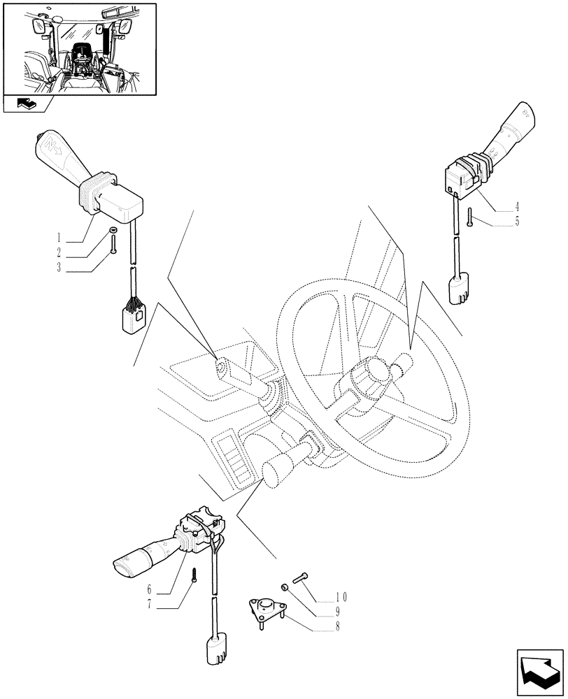 Схема запчастей Case IH MAXXUM 120 - (1.75.1[05]) - SHUTTLE, WASH WIPE AND HEADLIGHT LEVERS (06) - ELECTRICAL SYSTEMS