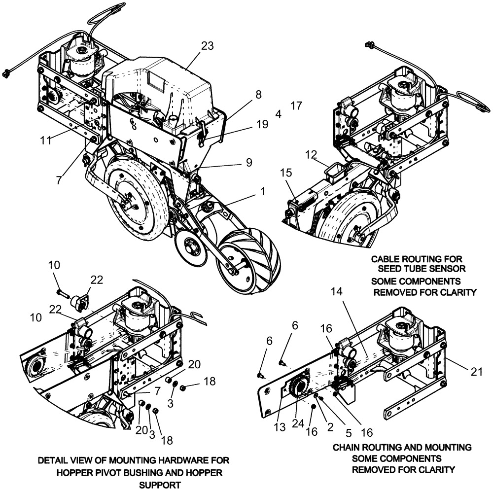 Схема запчастей Case IH 1240 - (75.200.33) - PNEUMATIC DOWN PRESSURE - 14" ROW UNIT WITH MINI HOPPER (75) - SOIL PREPARATION