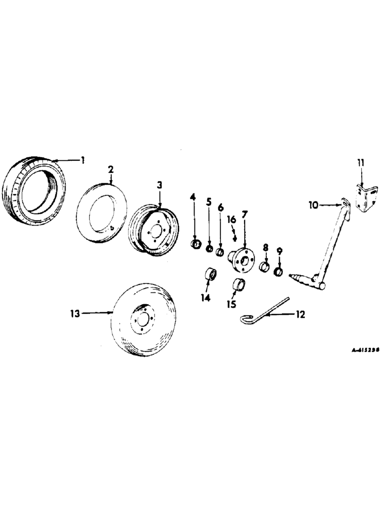 Схема запчастей Case IH 311 - (P-14) - REAR FURROW WHEEL, RIGID BEAM, 1960 TO 1964 