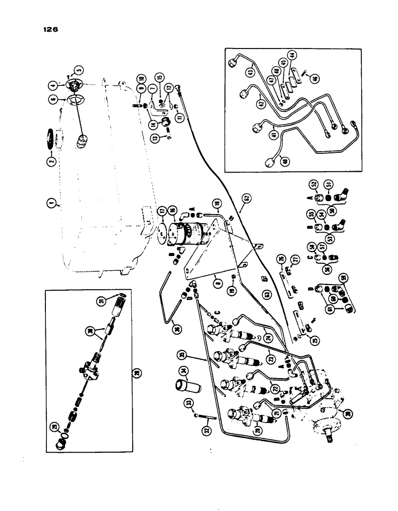 Схема запчастей Case IH 530 - (126) - FUEL SYSTEM, BEFORE S/N 8212357, PRIOR TO S/N 8262800, 530 MODEL, 188 DIESEL ENGINE (03) - FUEL SYSTEM