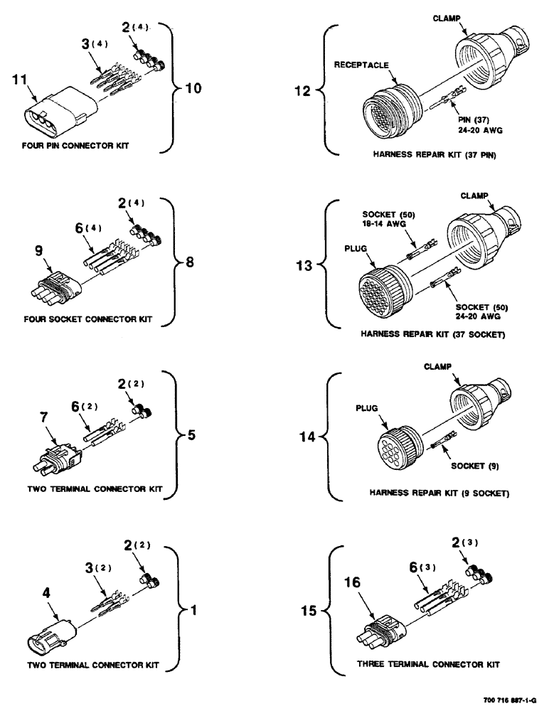 Схема запчастей Case IH 8585 - (4-14) - ELECTRICAL SERVICE PARTS (06) - ELECTRICAL