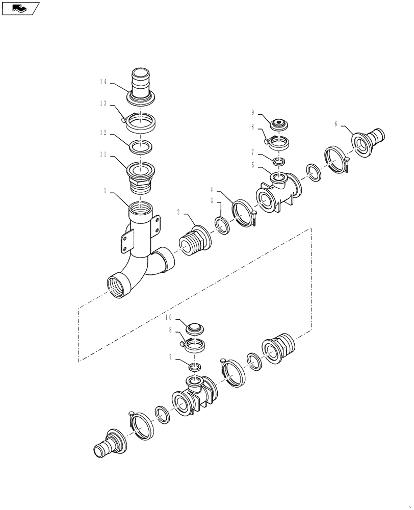 Схема запчастей Case IH 4430 - (40.910.28) - CENTER SECTION MANIFOLD GROUP, 6 SECTION BOOM, 90/100 BOOM (40 ) - PLUMBING