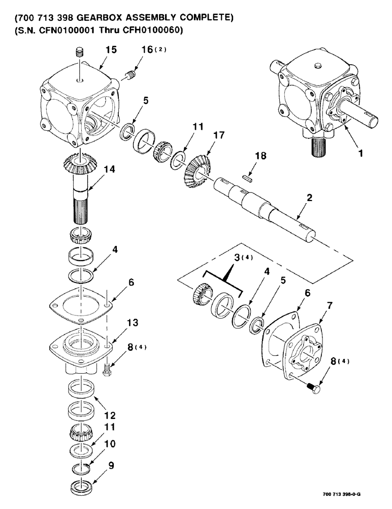 Схема запчастей Case IH 8850 - (2-14) - GEARBOX ASSEMBLY, OUTER, 700713398 GEARBOX ASSY. COMPLETE, SERIAL NUMBER CFH0100001 THRU CFH0100060 (58) - ATTACHMENTS/HEADERS