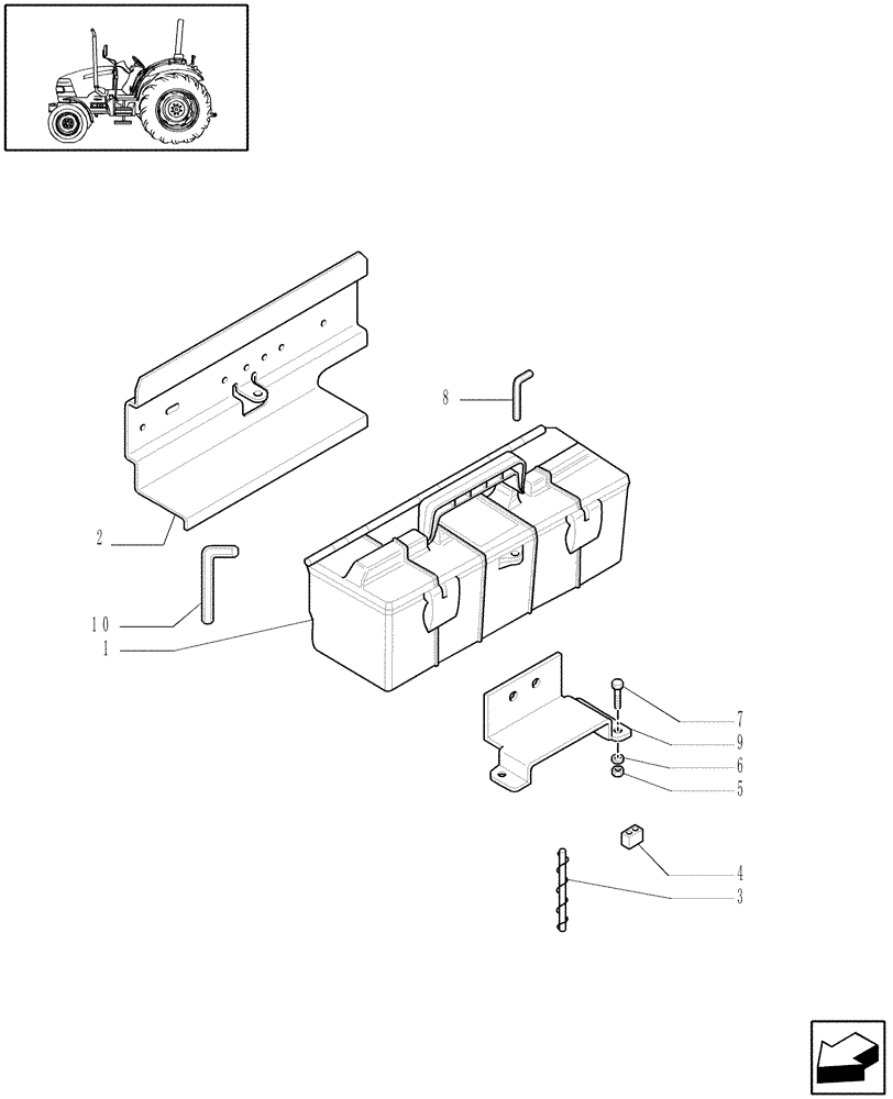 Схема запчастей Case IH JX70 - (1.90.5/01) - (VAR.007) NA PACKAGE - SUPPORT AND TOOLBOX - L/CAB (10) - OPERATORS PLATFORM/CAB