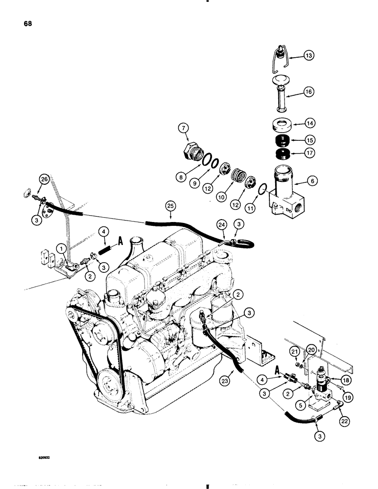 Схема запчастей Case IH 1845B - (068) - FUEL LINES AND HAND PRIMER - DIESEL MODELS (03) - FUEL SYSTEM