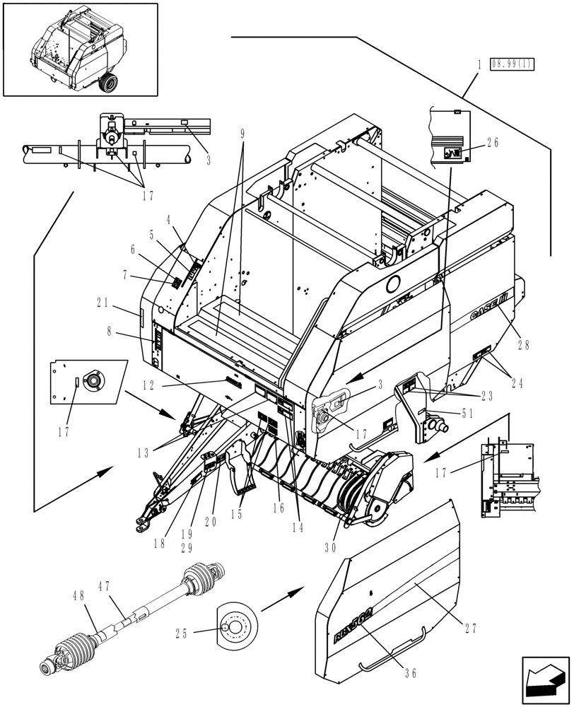 Схема запчастей Case IH RBX562 - (08.99[2]) - DECALS, LH, NORTH AMERICA (08) - SHEET METAL/DECALS