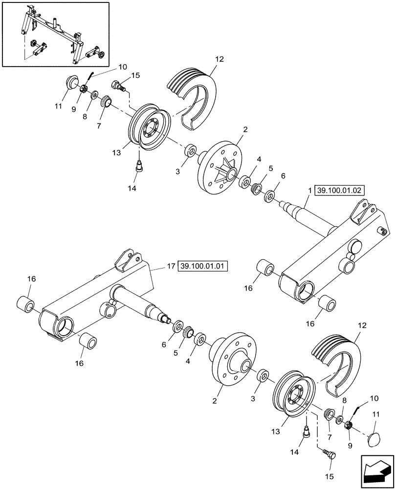 Схема запчастей Case IH SC101 - (44.100.01) - HUB, SPINDLE, TIRES & WHEELS (44) - WHEELS