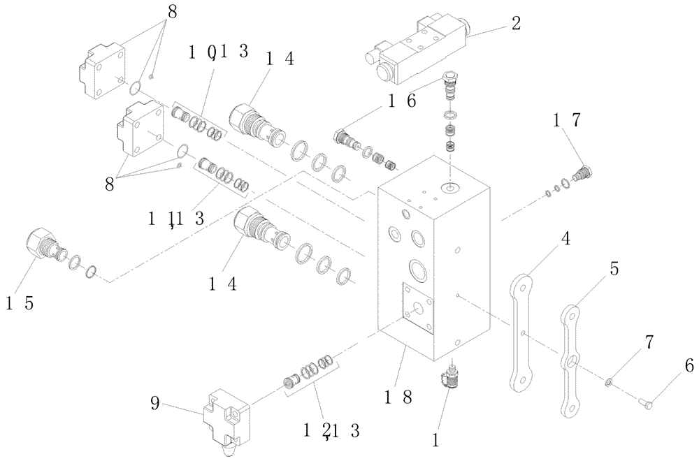 Схема запчастей Case IH A7700 - (B05.07[01]) - Hydraulic Valve {Basecutter} (07) - HYDRAULICS