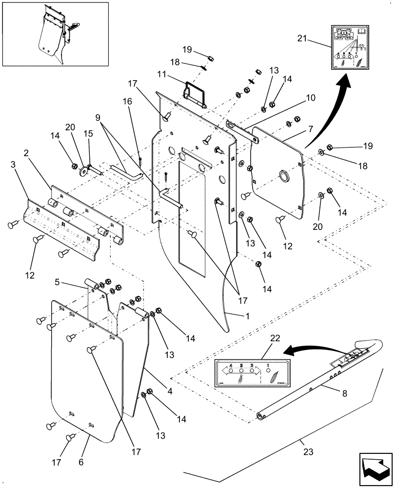 Схема запчастей Case IH 7010 - (88.210.04[02]) - DEFLECTOR, RH CHOPPER DISCHARGE - PIN HAJ202001 & AFTER (88) - ACCESSORIES