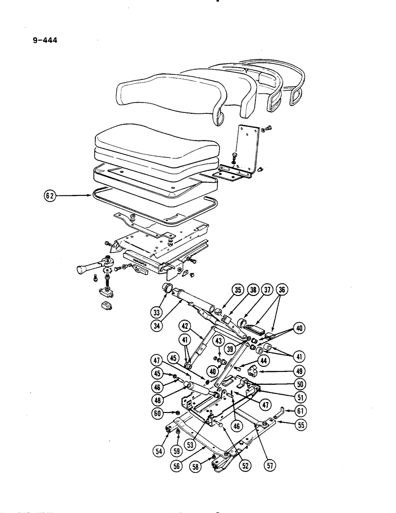 Схема запчастей Case IH 485 - (9-444) - SUSPENSION SEAT, DELUXE, BOSTROM, WITH BEFORE AND AFTER HEIGHT ADJUSTMENT, BOSTROM (CONTD) (09) - CHASSIS/ATTACHMENTS