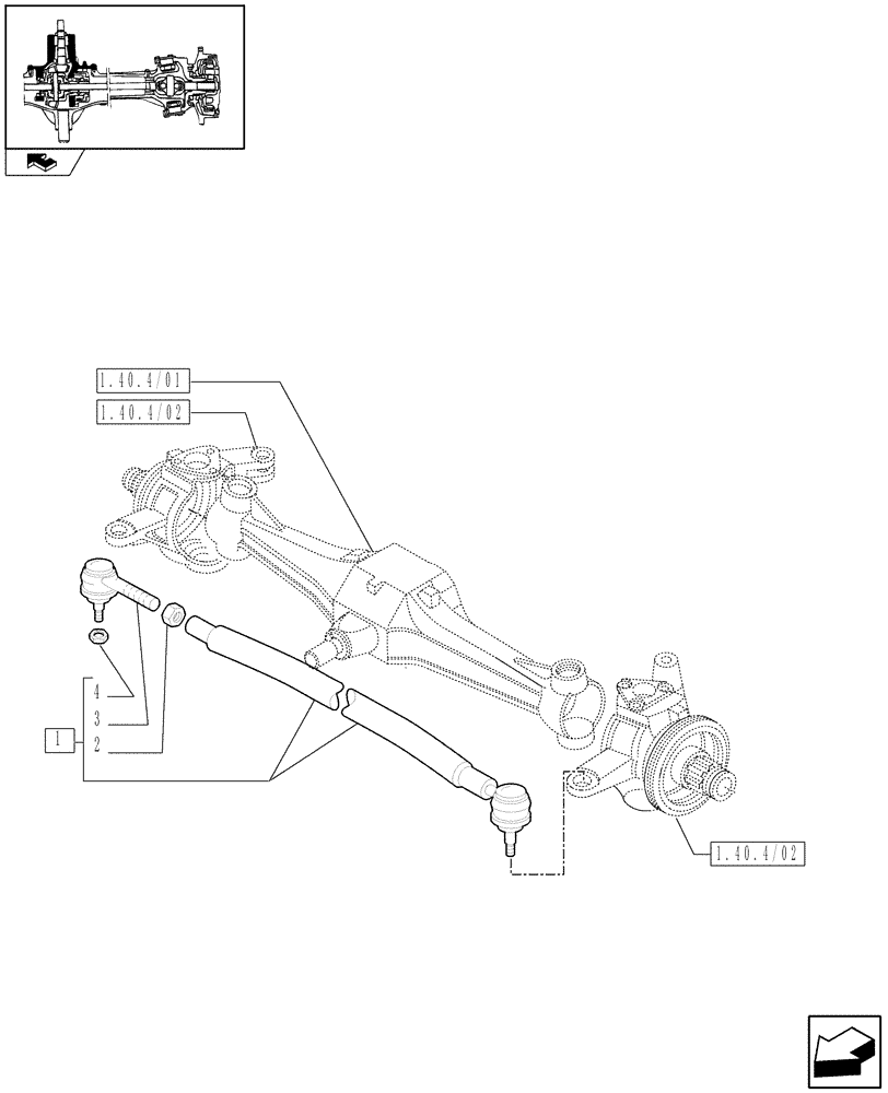 Схема запчастей Case IH FARMALL 80 - (1.40.8/04) - CLASS 2 FRONT AXLE WITH 2ND STEERING CYLYNDER & LIMITED SLIP (4OKM/H) - TIE ROD (VAR.335542-743906-743552) (04) - FRONT AXLE & STEERING