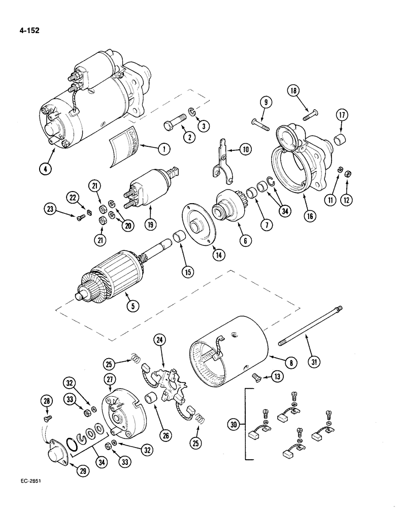 Схема запчастей Case IH 585 - (4-152) - STARTER MOTOR, BOSCH (04) - ELECTRICAL SYSTEMS