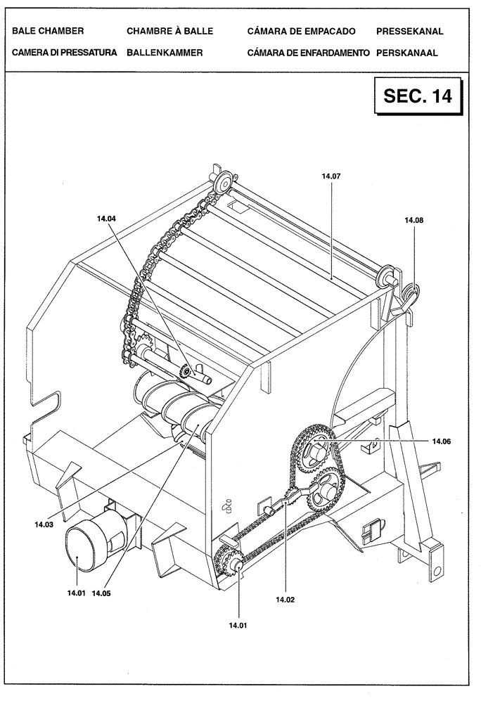 Схема запчастей Case IH RBX341 - (0.0030[01]) - SECTION LIST 14 - BALE CHAMBER (00) - GENERAL