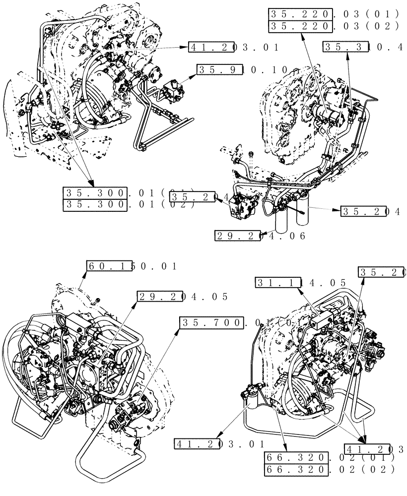 Схема запчастей Case IH 7120 - (35.000.00[01]) - SECTION INDEX - HYDRAULICS, ENGINE GEARBOX (35) - HYDRAULIC SYSTEMS