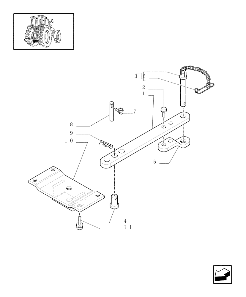 Схема запчастей Case IH MXM120 - (1.89.0) - (VAR.907) DRAWBAR FOR SLIDING SUPPORT (09) - IMPLEMENT LIFT