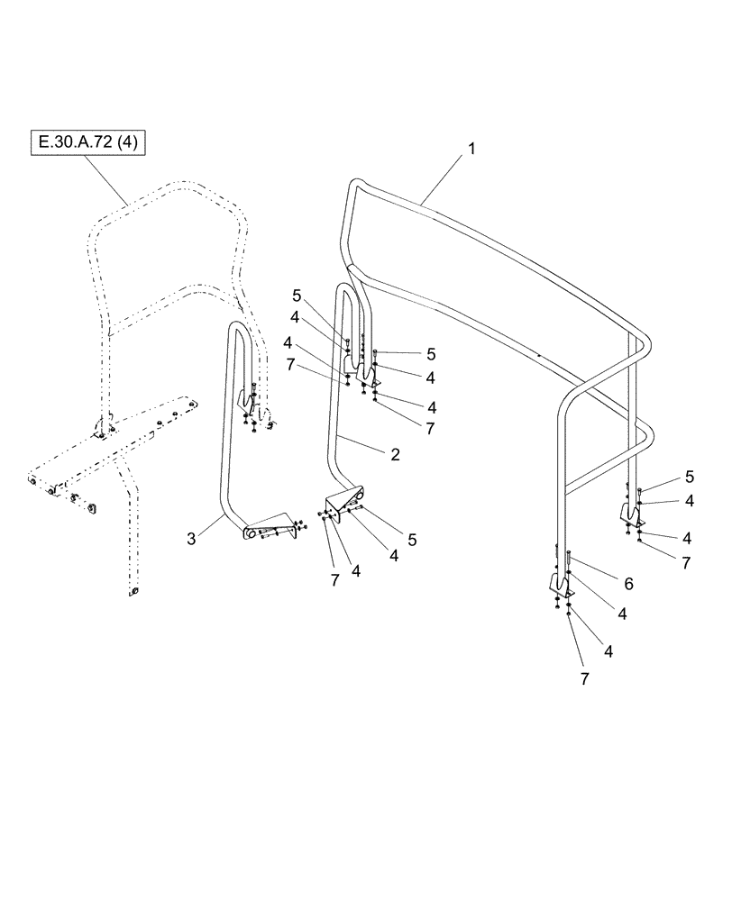 Схема запчастей Case IH AFX8010 - (E.30.A.72[3]) - HANDRAILS, REAR DECK E - Body and Structure