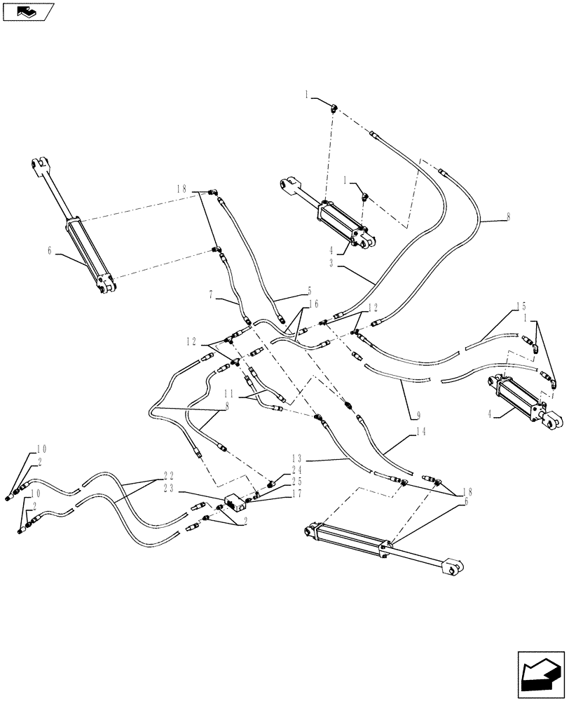 Схема запчастей Case IH 870 - (35.100.06[02]) - 9 SHANK REAR DISK LEVELER WING FOLD HYDRAULICS 2011 (35) - HYDRAULIC SYSTEMS