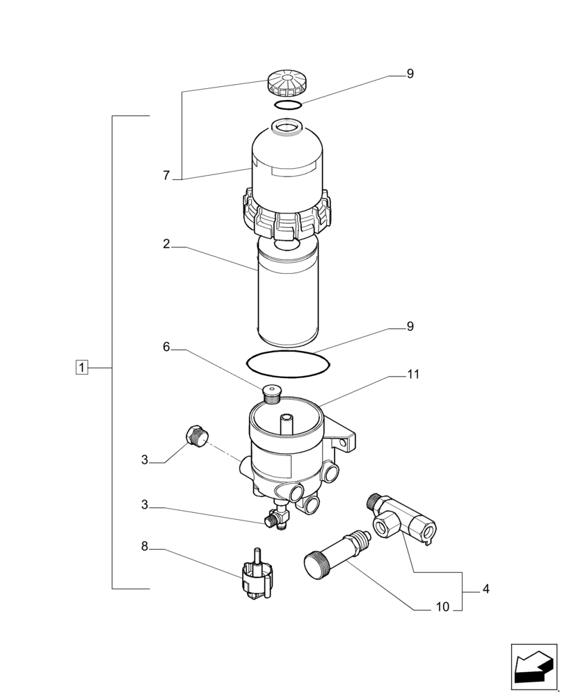 Схема запчастей Case IH A8800 - (10.206.AF[02]) - FUEL FILTER AND CONNECTIONS - MY2012 (10) - ENGINE