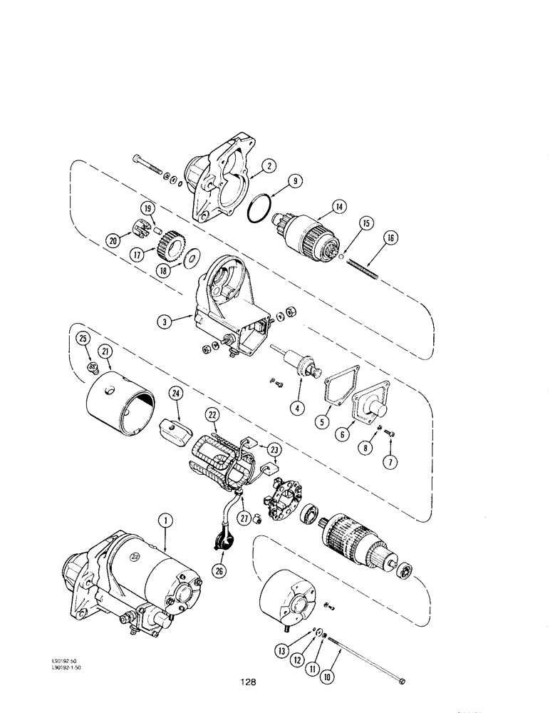 Схема запчастей Case IH 4390 - (128) - STARTER ASSEMBLY, NIPPONDENSO, IF EQUIPPED 