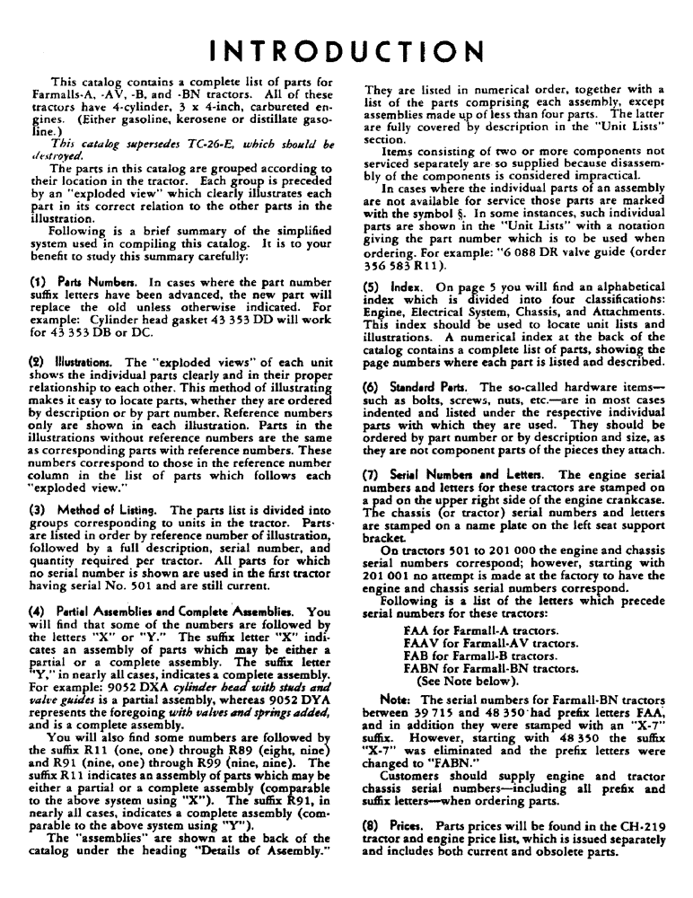 Схема запчастей Case IH FARMALL BN - (001) - INTRODUCTION - SERIAL NUMBER LOCATIONS (00) - GENERAL