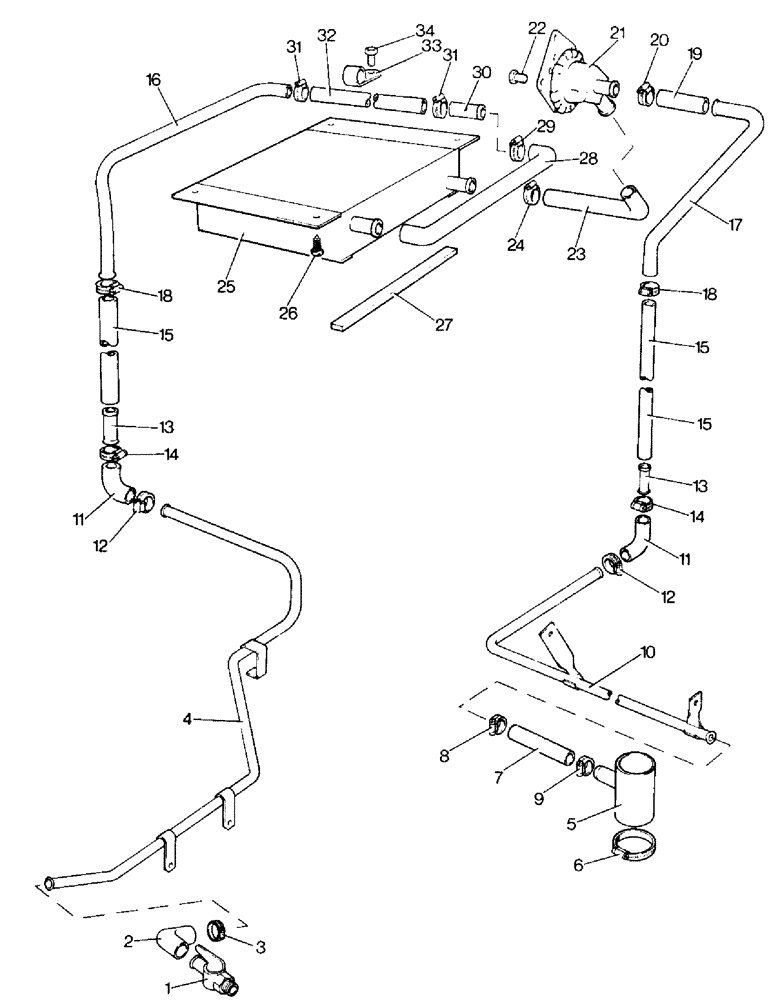 Схема запчастей Case IH 996 - (L23-1) - CHASSIS, CAB HEATER PIPES AND FITTINGS, OPTIONAL EQUIPMENT (12) - CHASSIS