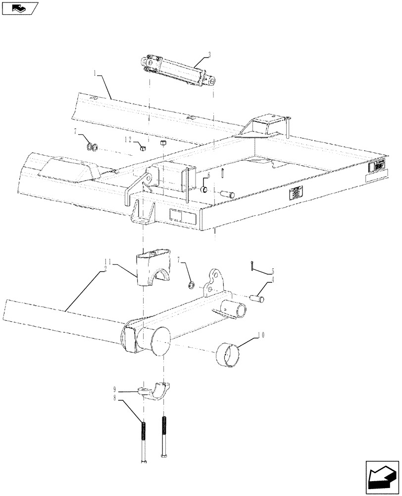 Схема запчастей Case IH 870 - (39.100.05) - MAIN LIFT CYLINDER ATTACHMENT (39) - FRAMES AND BALLASTING