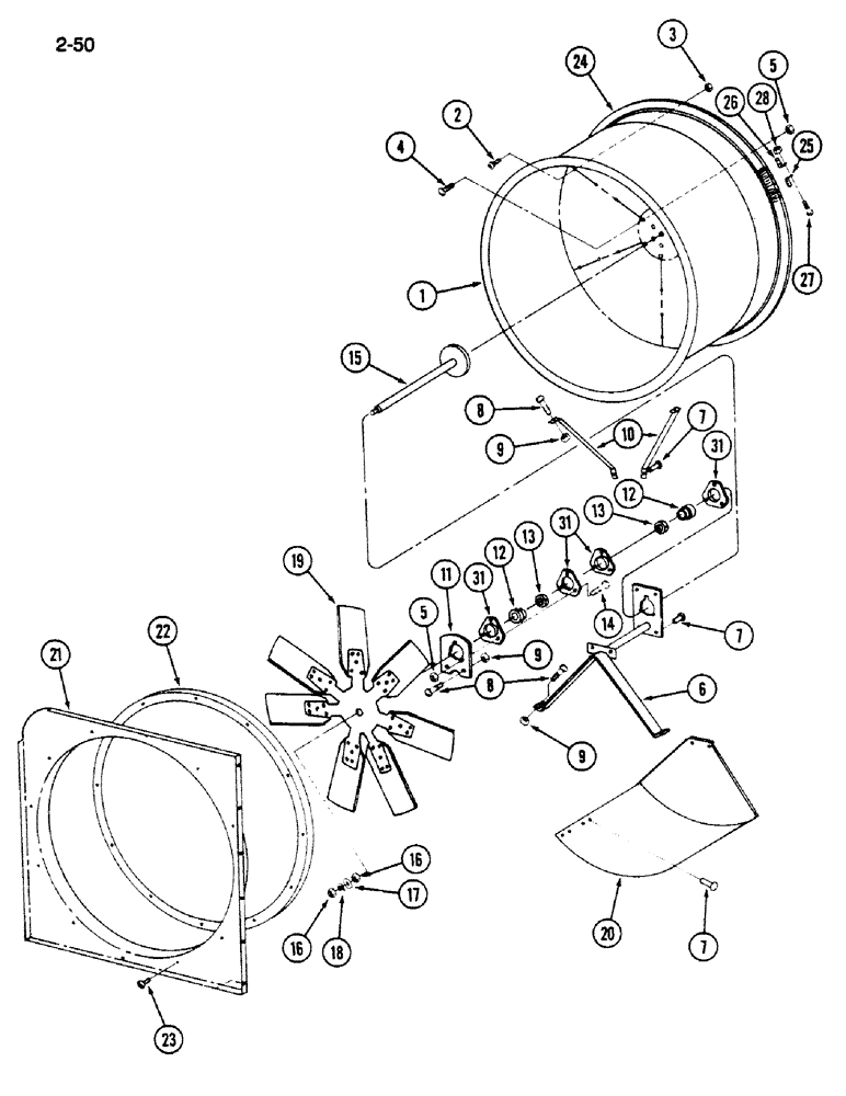 Схема запчастей Case IH 1620 - (2-050) - ROTARY AIR SCREEN (01) - ENGINE