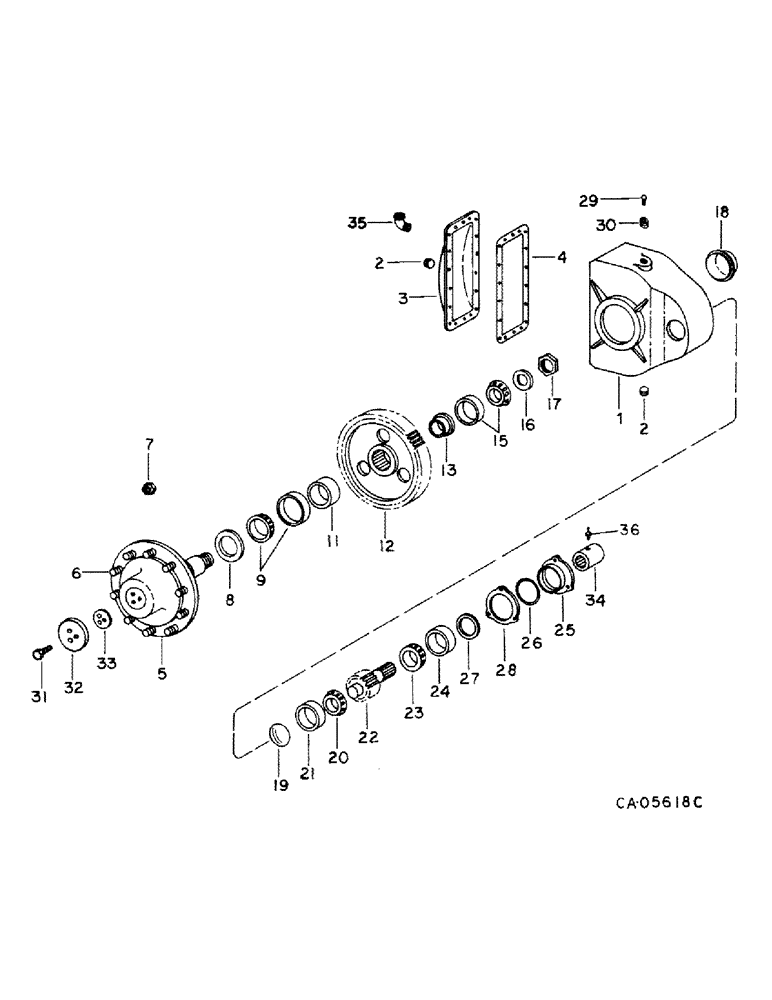 Схема запчастей Case IH 1460 - (07-09) - DRIVE TRAIN, FINAL DRIVE, TWO PIECE DRIVE SHAFT Drive Train