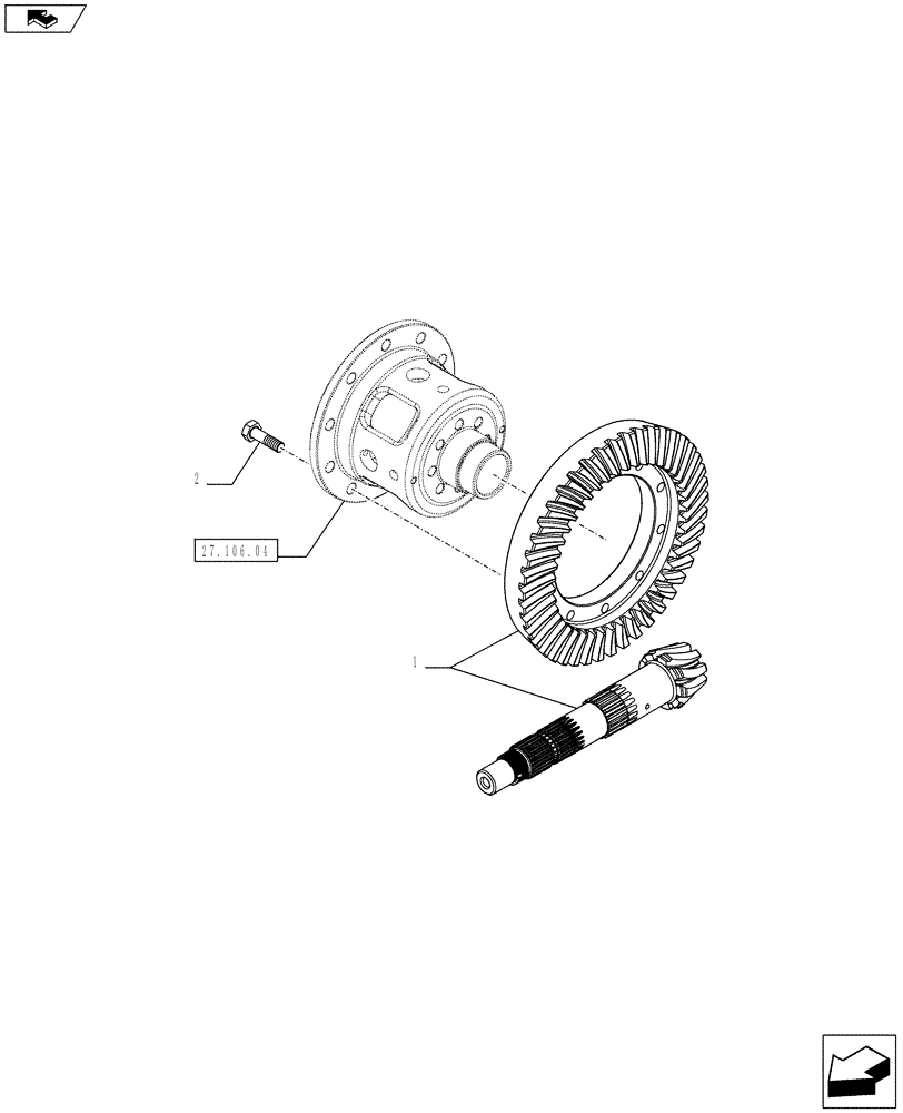 Схема запчастей Case IH FARMALL 75C - (27.106.02) - CENTRAL REDUCTION - BEVEL GEARS - NAR (27) - REAR AXLE SYSTEM