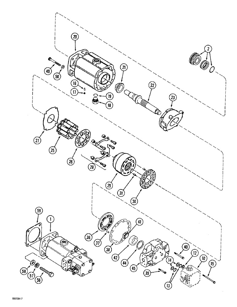 Схема запчастей Case IH 1644 - (6-20) - HYDROSTATIC MOTOR, SINGLE SPEED (03) - POWER TRAIN