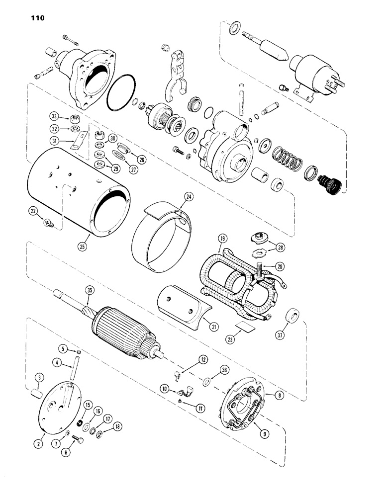 Схема запчастей Case IH 870 - (110) - A64907 STARTER, (336B) DIESEL ENGINE, FIRST USED TRACTOR SERIAL NUMBER 8696753 (04) - ELECTRICAL SYSTEMS