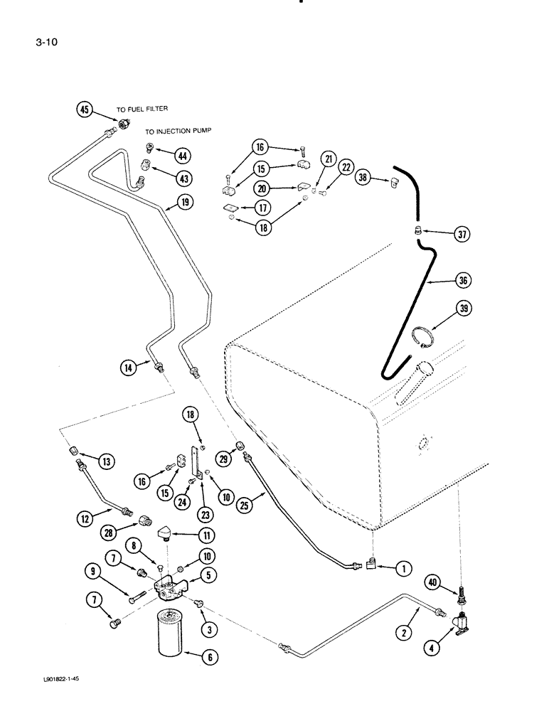 Схема запчастей Case IH 1620 - (3-10) - FUEL LINES AND FILTER (02) - FUEL SYSTEM