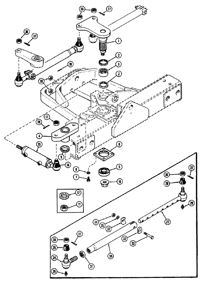 Схема запчастей Case IH 1370 - (092) - CENTER STEERING ARMS AND CYLINDERS (05) - STEERING