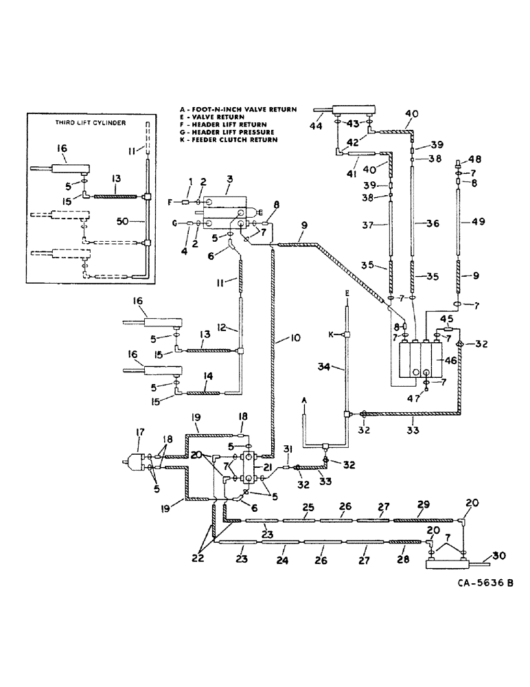 Схема запчастей Case IH 1460 - (10-09) - HYDRAULICS, HEADER LIFT, STEERING AND UNLOADER SWING CYLINDER DIAGRAM, S/N 22000 AND BELOW (07) - HYDRAULICS