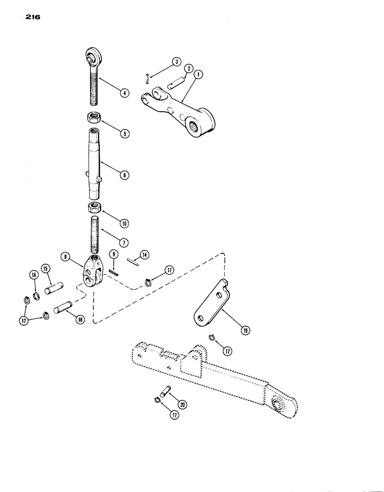 Схема запчастей Case IH 1070 - (216) - THREE POINT HITCH, LIFT LINKS, STANDARD (09) - CHASSIS/ATTACHMENTS