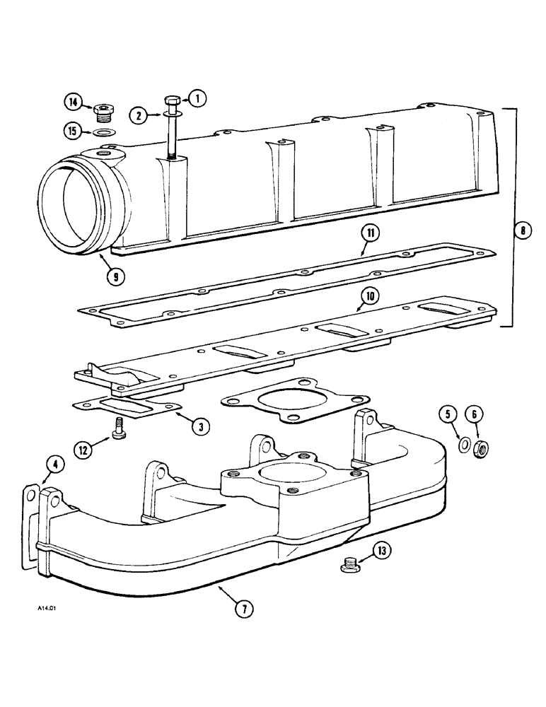 Схема запчастей Case IH 2140 - (2-16) - MANIFOLDS (4 CYL), 2140, 2150 (02) - ENGINE