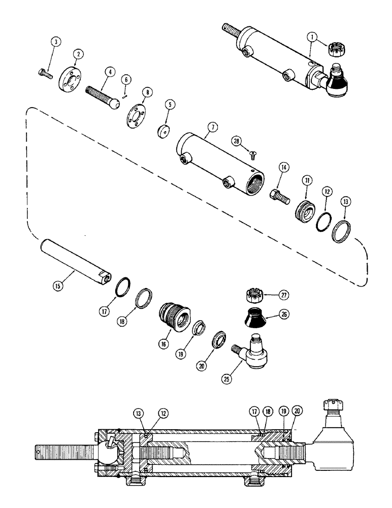 Схема запчастей Case IH 1370 - (142) - A62067 STEERING CYLINDER, 2-1/8 INCH DIAMETER X 5-3/8 INCH STROKE, USED PRIOR TO P.I.N. 8788437 (05) - STEERING